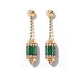 Art Deco Earrings with Malachite and Diamonds - Dracakis Jewellers
